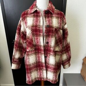 Zara Red and Cream Plaid Jacket